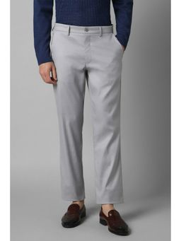 Louis Philippe - Men Grey Regular Fit Check Flat Front Formal Trousers