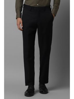 Louis Philippe - Men Black Slim Fit Solid Flat Front Formal Trousers