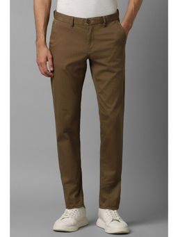 Louis Philippe - Men Brown Slim Tapered Fit Stripe Flat Front Casual Trousers