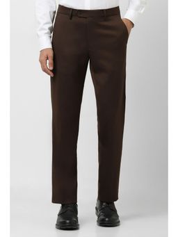 Van Heusen - Men Brown Solid Slim Fit Trousers