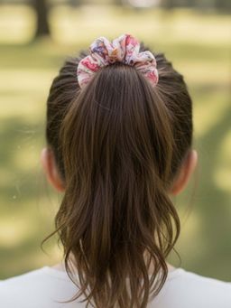 Luxe & Hardy - Pink Chiffon Printed Scrunchie