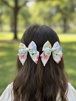 LH - Multi-Color Chiffon Printed Clips (Pack of 2)