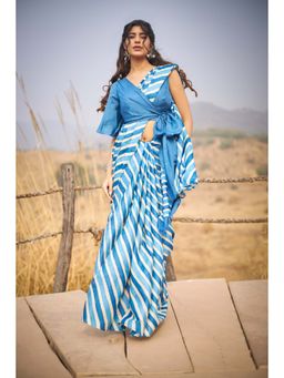 Zari Jaipur - Blue Saree with Unstitched Blouse