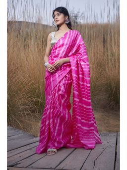 Zari Jaipur - Pink Saree with Unstitched Blouse