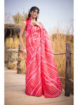 Zari Jaipur - Red Saree with Unstitched Blouse