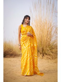 Zari Jaipur - Yellow Saree with Unstitched Blouse