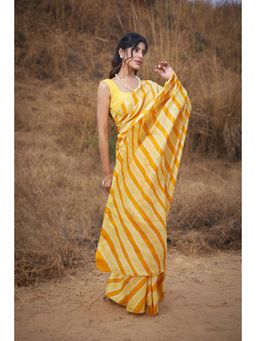Zari Jaipur - Yellow Saree with Unstitched Blouse