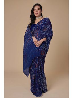Zari Jaipur - Blue Saree with Unstitched Blouse