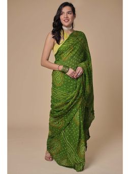 Zari Jaipur - Green Saree with Unstitched Blouse