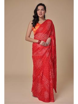 Zari Jaipur - Orange Saree with Unstitched Blouse