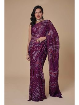 Zari Jaipur - Purple Saree with Unstitched Blouse