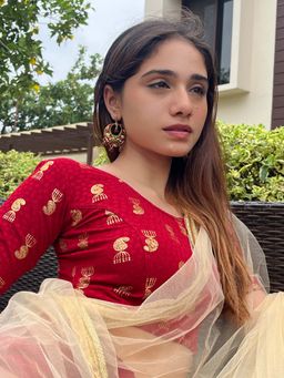 BINDIGASM'S ADVI - Jhumka Gold Foil Stretchable Slip On Blouse