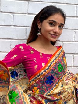 BINDIGASM'S ADVI - Jhumka Gold Foil Stretchable Slip On Blouse