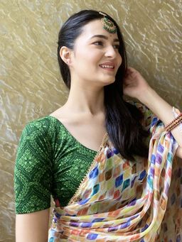 BINDIGASM'S ADVI - Khwaab Printed Jacquard Stretchable Slip On Blouse