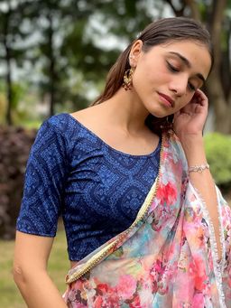 BINDIGASM'S ADVI - Khwaab Printed Jacquard Stretchable Slip On Blouse