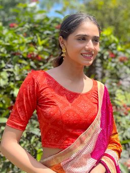 BINDIGASM'S ADVI - Khwaab Printed Jacquard Stretchable Slip On Blouse