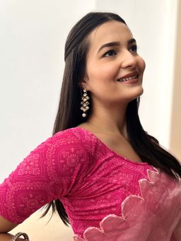 BINDIGASM'S ADVI - Khwaab Printed Jacquard Stretchable Slip On Blouse