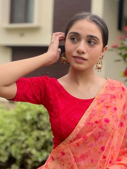 BINDIGASM'S ADVI - Khwaab Printed Jacquard Stretchable Slip On Blouse