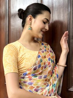 BINDIGASM'S ADVI - Khwaab Printed Jacquard Stretchable Slip On Blouse