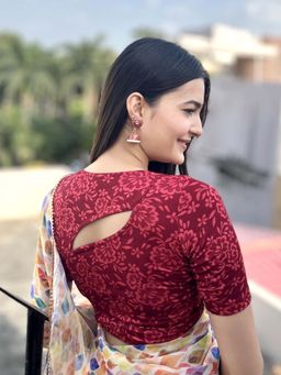 BINDIGASM'S ADVI - Khwaab Printed Jacquard Stretchable Slip On Blouse