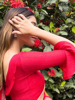 BINDIGASM'S ADVI - Reet Ruffle Neck Stretchable Pull On Stitched Blouse