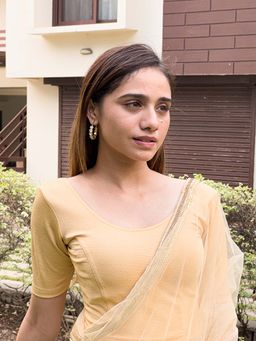 BINDIGASM'S ADVI - Designer Criss Cross Back with Gold Detail Stretchable Pull On Blouse