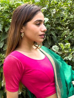 BINDIGASM'S ADVI - Designer Criss Cross Back with Gold Detail Stretchable Pull On Blouse