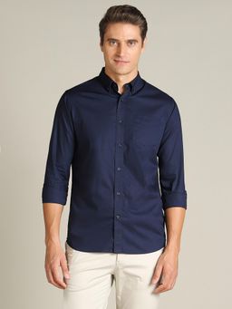 Dockers - Men Solid Navy Blue Classic Fit Shirt