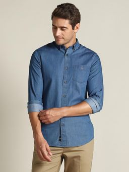 Dockers - Men Solid Blue Classic Fit Shirt