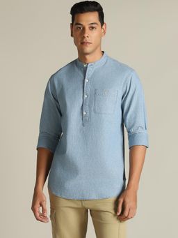 Dockers - Men Solid Blue Relaxed Fit Shirt