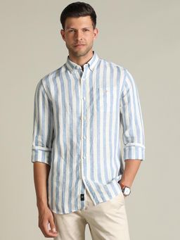 Dockers - Men Striped Blue Classic Fit Shirt