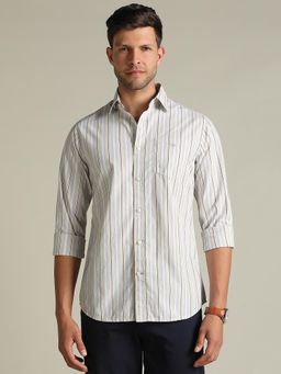 Dockers - Men Striped Beige Classic Fit Shirt