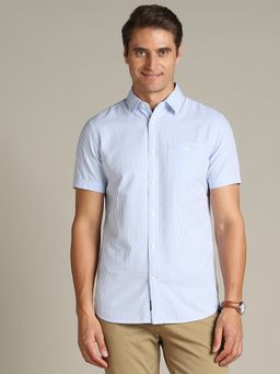 Dockers - Men Striped Blue Classic Fit Shirt