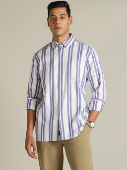 Dockers - Men Striped Purple Classic Fit Shirt