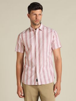 Dockers - Men Striped Red Classic Fit Shirt