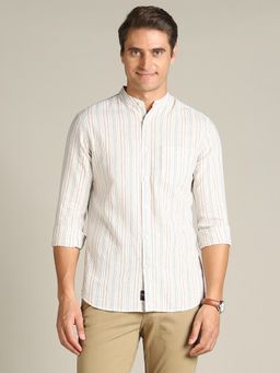 Dockers - Men Striped Beige Classic Fit Shirt