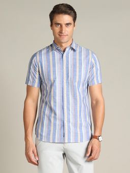 Dockers - Men Striped Blue Classic Fit Shirt