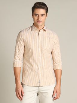 Dockers - Men Striped Yellow Classic Fit Shirt