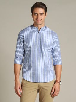 Dockers - Men Striped Blue Relaxed Fit Shirt