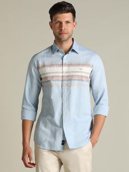 Dockers - Men Striped Blue Classic Fit Shirt