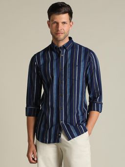 Dockers - Men Striped Blue Classic Fit Shirt