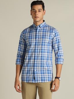 Dockers - Men Checked Blue Classic Fit Shirt
