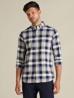Dockers - Men Checked Blue Classic Fit Shirt