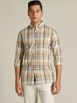 Dockers - Men Checked Brown Classic Fit Shirt