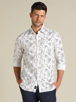 Dockers - Men Printed Beige Classic Fit Shirt