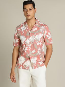 Dockers - Men Printed Pink Relaxed Fit Shirt