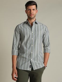 Dockers - Men Striped Beige Classic Fit Shirt