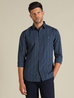 Dockers - Men Striped Blue Classic Fit Shirt