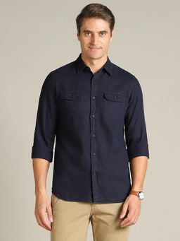 Dockers - Men Solid Blue Classic Fit Shirt