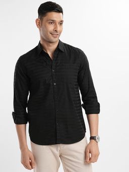 Bombay High - Mens Comfort Fit Pure Cotton Solid Black Spread Collar Shirt